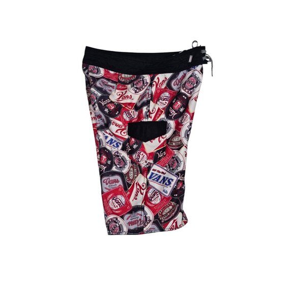 Vans Men’s Logo Print Board Shorts Size 28 Red Black - Picture 4 of 14